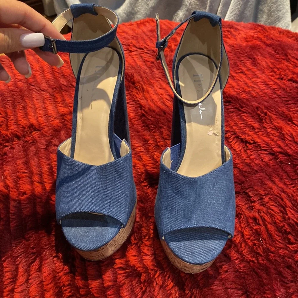 N By Nicole Miller Women Denim Heels - Picture 7 of 7